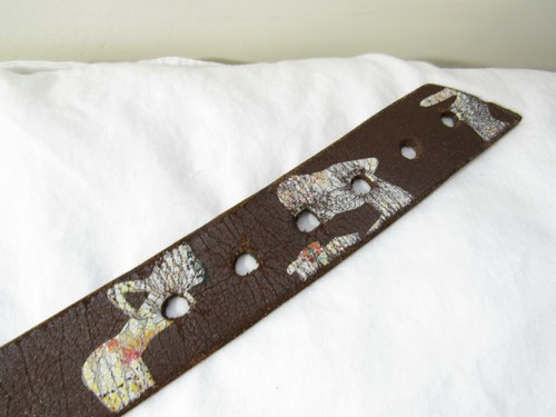 LEATHER ISLAND Pin Up Girl Themed Distressed Size 40 Leather Belt - Picture 7 of 12