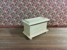 Dollhouse Wood Blanket Trunk Unpainted 1:12 Scale Miniature Furniture