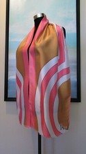 VTG VERA 70's Mod Abstract Geometric Pink  Gold Silk Scarf
