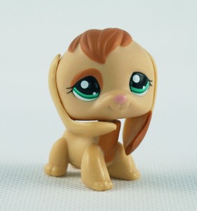 Tan-Brown-Beagle-Dog-Littlest-Pet-Shop-Ultra-LPS266-Green-Eyes-Puppy