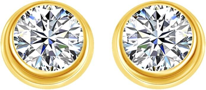 Solitaire Stud Earrings with Simulated Birthstone in 14K Gold Plated Silver-image