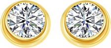 Solitaire Stud Earrings Simulated Birthstone 14K Yellow Gold Plated Silver