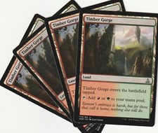 ✪ 4 MAGIC The Gathering TIMBER GORGE Green/Red Nonbasic Land MTG PLAYSET EXCELLENT