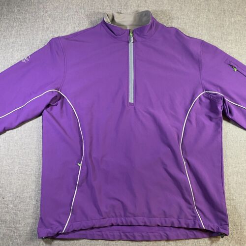 Peter Millar Element 4 Wind 1/2 Zip Golf Windbreaker Jacket Mens Large Purple - Picture 2 of 11