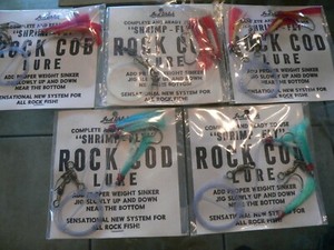 shrimpfly rig jeb welsh 7/0 blue/white 2 pack 7/0 red/yellow 3 pack deep jigging