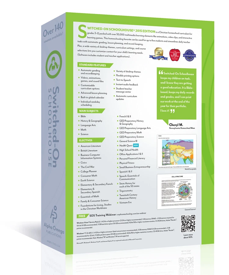 SOS Switched On Schoolhouse Language Arts Grade 8 2016 NEW With Installation CD - Image 2 of 2