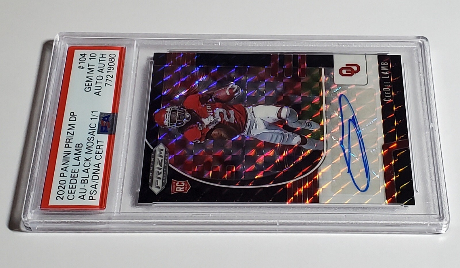 2020 Panini Prizm Draft Black Mosaic CeeDee Lamb Auto 1/1 PSA 10 view 5