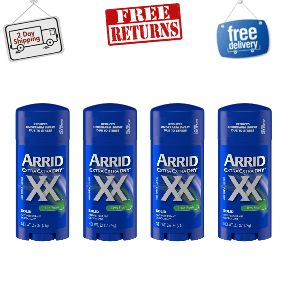 Arrid XX Extra Extra Dry Solid Antiperspirant Deodorant, Ultra Fresh, 2.6 oz 4PK