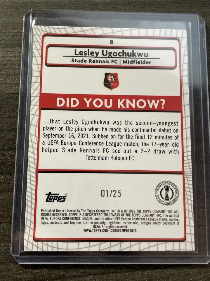 2021-22 Merlin Chrome UEFA Orange #8 Lesley Ugochukwu - Rennais RC 01/25 - Image 2 of 2