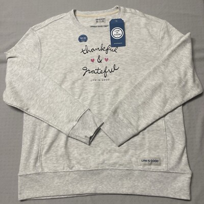 Life Is Good Women's Thankful Grateful Fleece Crewneck Sweatshirt. Size XL.  | eBay