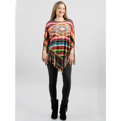 Montana West Poncho Fringe Shawl Womens Lightweight Western Cover Up Top Shirt - Picture 3 of 6