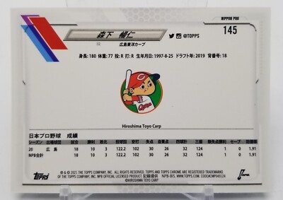【③・テスト出品】Carp schedule 2021 2021 Topps NPB Hiroshima Toyo Carp Baseball Card #8 Masato