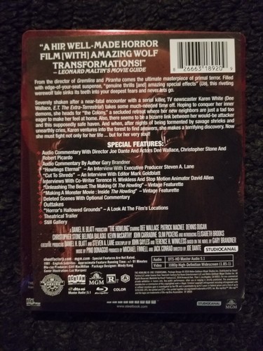 The Howling Steelbook Blu-ray 1981 Horror Werewolf Joe Dante Wallace Macnee - Picture 2 of 3