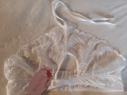 Rslove Lingerie Lace 2 Pc Sexy Halter Bra And Panty Set White Size Medium - Picture 3 of 4