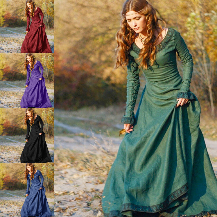 Vintage New Medieval Long Dress Renaissance Princess Dress Cosplay