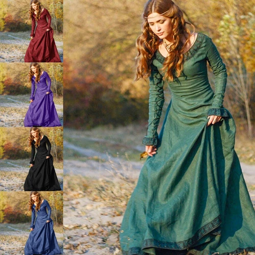 NEW Renaissance Princess Dress Cosplay Costume Vintage New Medieval Long Dress - Picture 2 of 12