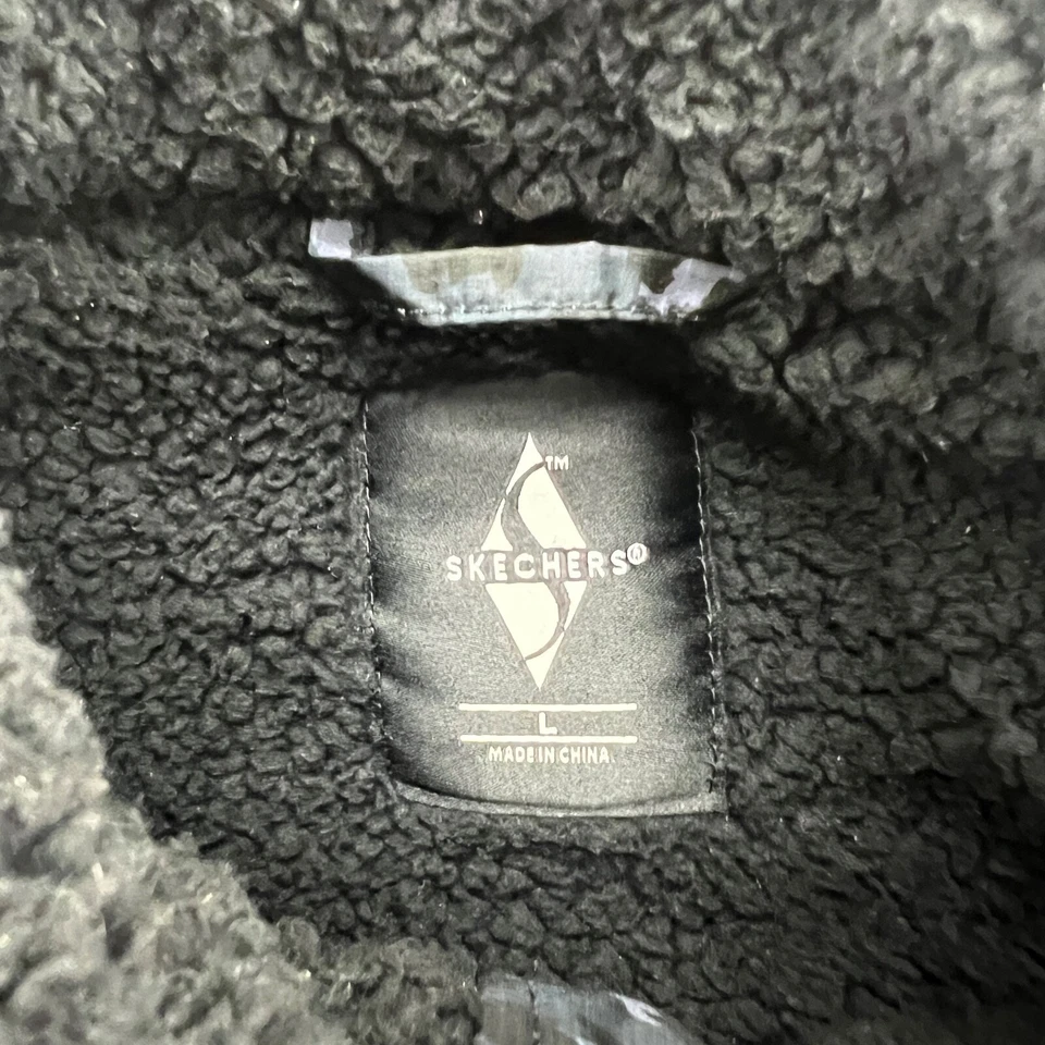 Chaleco Skechers Talla L Jóvenes Niñas Leopardo Puffer Chaqueta Cremallera Completa Azul Negro Foto 4 de 4