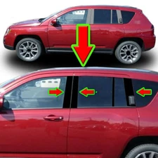 For Jeep Compass 2007-2016 Black Pillar Set Door Cover Post PC sticker Trim 6Pcs