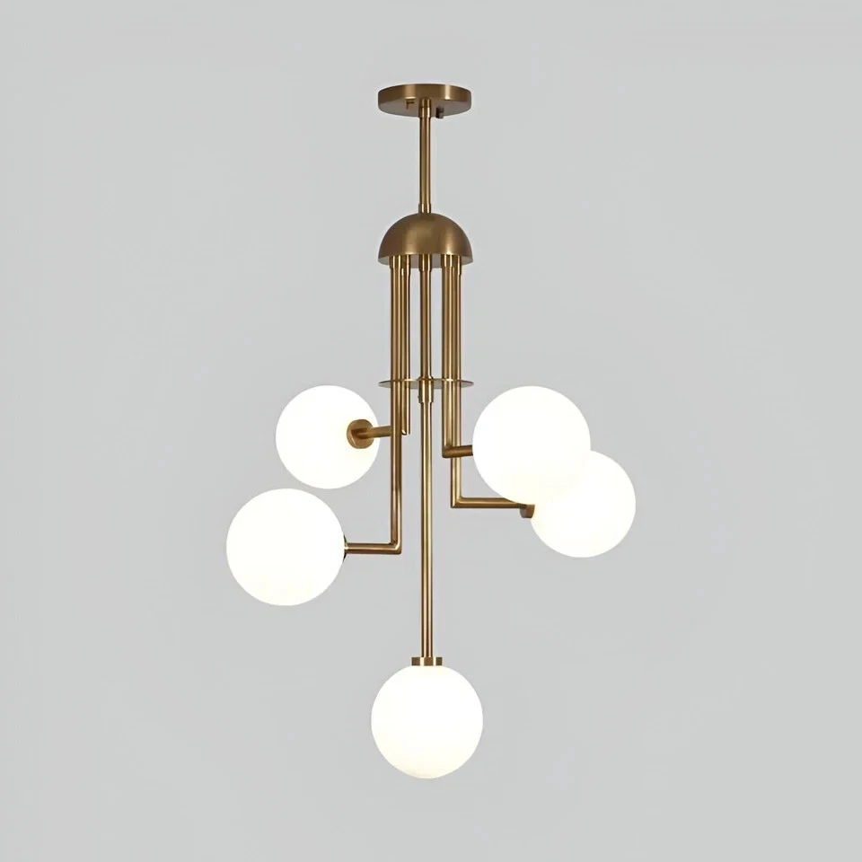 Lámpara de araña Sputnik de 5 luces Stilnovo italiana contemporánea de mediados de siglo de LD Foto 3 de 4