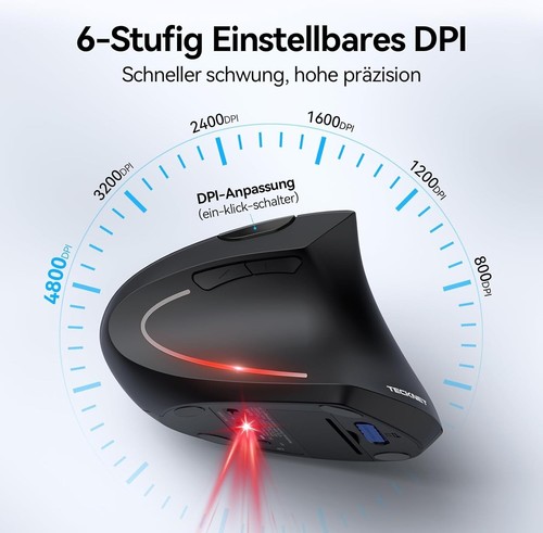TECKNET Ergonomische Kabellose Bluetooth Maus - Vertikale Wireless Mouse mit ... - Bild 5 von 8
