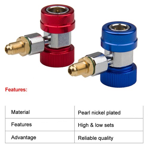 2X AC Quick Coupler Adapter Car High & Low Side HVAC 1/4" SAE Male Flare Fitting - Picture 10 of 17