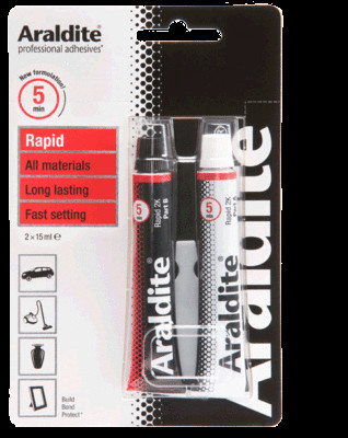 6 x Araldite Rapid Fast Setting Epoxy 2 Part Strong Adhesive Glue 2 x 15ml Tubes