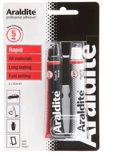 Araldite schnell setzendes Epoxid 2-teilig starker Klebstoff Kleber 2 x 15ml Röhren - Bild 1 von 3