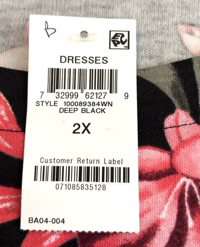 Karen Scott Sport Dress Women's Size 2X Black w/Pink Flowers, Short Sleeves, NWT - Picture 10 of 13