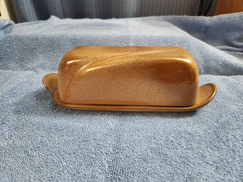 Frankoma Pottery Covered Butter Dish #4K Prarie Gold / Sand.