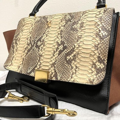 CELINE Trapez Rare Leather Handbag Shoulder Bag 2way Tote Bag 241021N