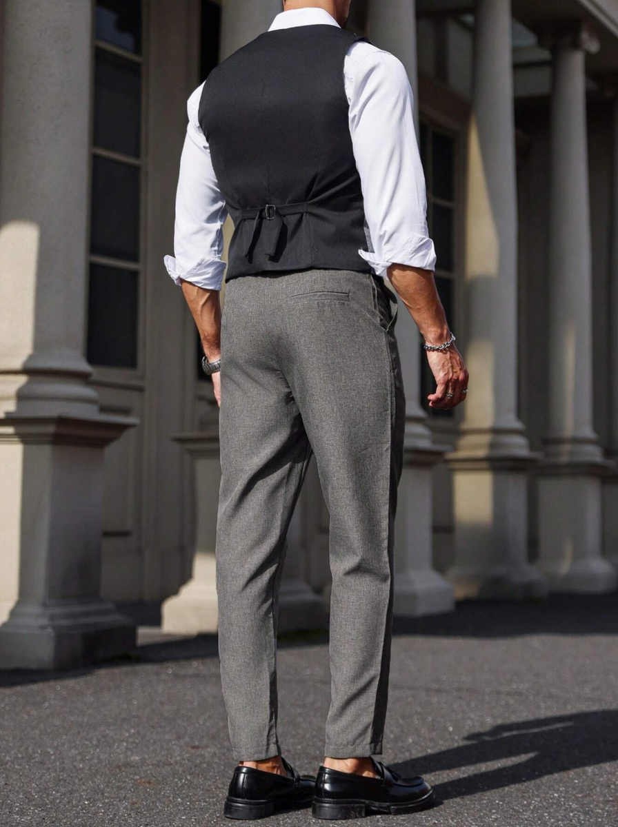 Trajes Para Hombre Gris Negro de Vestir Chaqueta Elegantes Saco Pantalón  Largo