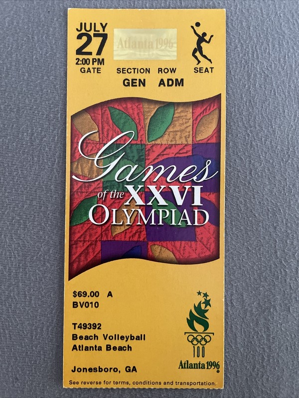 1996 Summer Olympic Games SIGNED Ticket Bronze Medalist Natalie Cook VOLLEYBALL