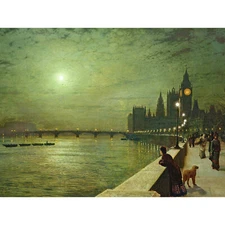 JOHN ATKINSON GRIMSHAW REFLECTIONS ON THAMES 1880 ART PRINT 12x16 inch 30x40cm 1