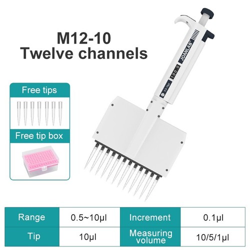 JOANLAB Lab Multiple Multi Channel Pipettor Micro Pipette M12-10(0.5-10ul) - Picture 2 of 11