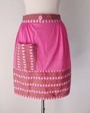 Vintage Pink Floral Sturdy Cotton Half Apron with Pocket S/M