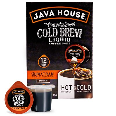 Java House Cold Brew Coffee Concentrate Single Serve Liquid Pods Sumatran 12 ...