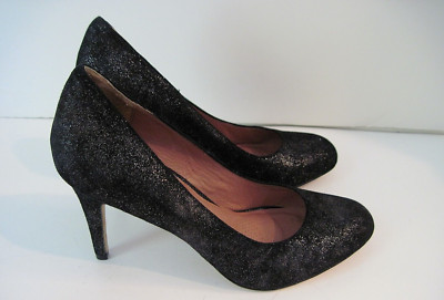 CORSO COMO BLACK SILVER METALLIC  LEATHER PUMPS HEELS SIZE 9 M