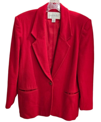 Summit Hill Petite Collection Wool Blend Blazer Womens 8 True Red Vintage Career