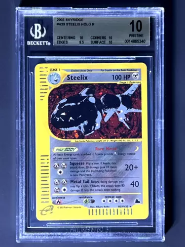 BGS PRISTINE 10 2003 Pokemon (WOTC) Skyridge Steelix-Holo #H29 (POP 1)