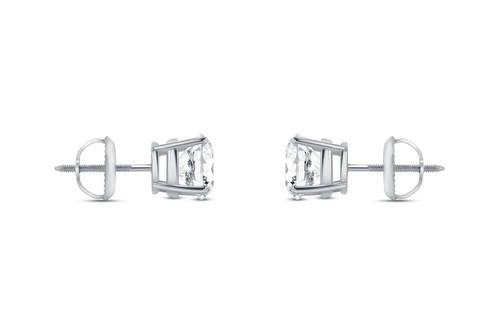 IGI G/VS 2 Ct Round Lab Created Grown Diamond Earrings Real 14K White Gold Screw - Picture 3 of 3