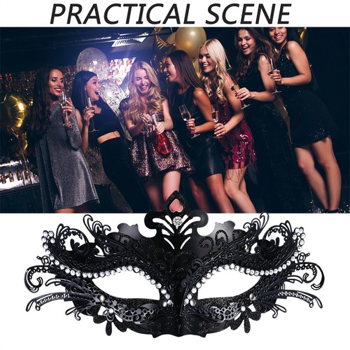 Damen Luxus Metall venezianische Maskerade Maske Halloween Party Ball Cosplay Geschenk - Bild 8 von 11