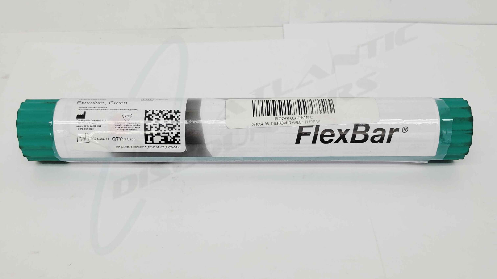 Theraband FlexBar, Tennis Elbow Therapy Bar, Relieve Tendonitis Pain 15lb Green
