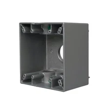 2-Gang Weatherproof Deep Box Five 1 in. Threaded Outlets Gray 5389-0