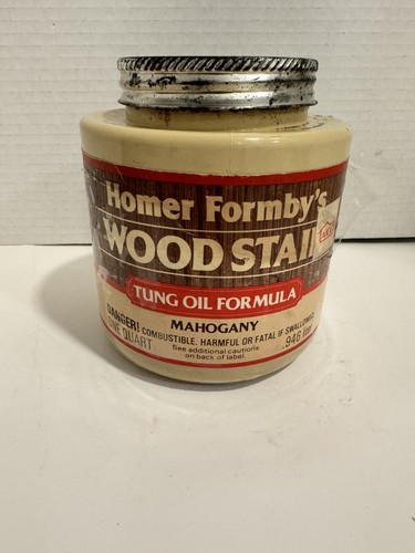 Vintage Homer Formbys Wood Stain Tung Oil Formula Mahogany One Quart- Open/Full