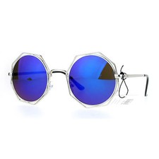Retro Women's Sunglasses Octagonal Outline Round Double Metal Frame