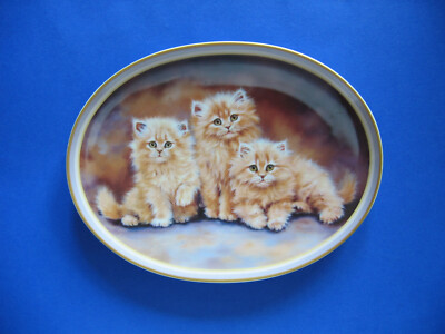 Katzen Teller Porzellan alt 1998 Perserkatzen cat plate porcelain old 1998