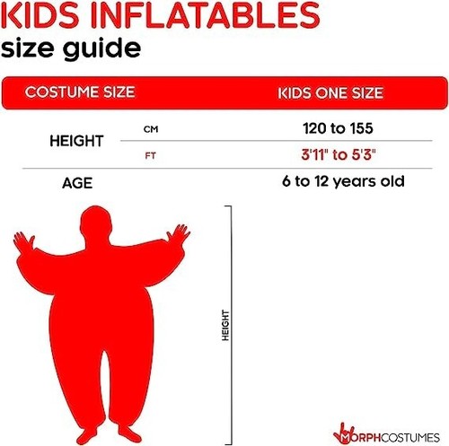 Kids Red Inflatable Sumo Wrestler Costume Boys Blow Up Fat Suit Halloween O/S - Picture 6 of 6