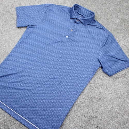 Johnnie-O Zazu Polo Shirt Men Small Blue Geometric Stretch Short Sleeve Pullover - Picture 5 of 14