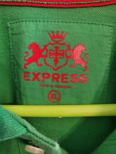Express Herren Kelly grün Kurzarm Freizeit Poloshirt Größe XL Y2K Preppy Logo - Bild 5 von 7