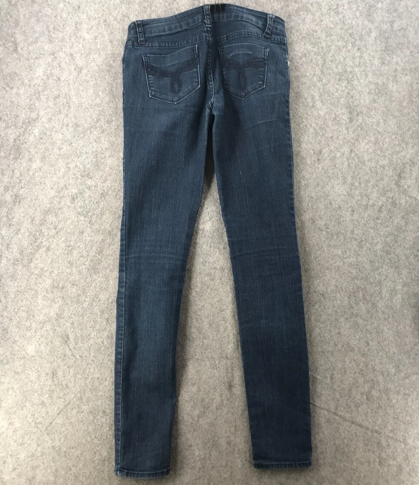 Alloy Apparel Jeans Juniors Size 7 Dark Blue Denim Skinny Slim Leg 33.5" Long - Image 2 of 4